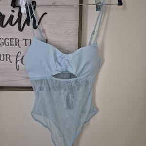 Fashion Nova Light Blue Lace Chemise